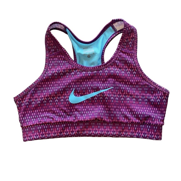NIKE Pro Active Dri-Fit Purple Blue Centre Swoosh Core Mesh Back Sports Bra XL - Picture 9 of 9